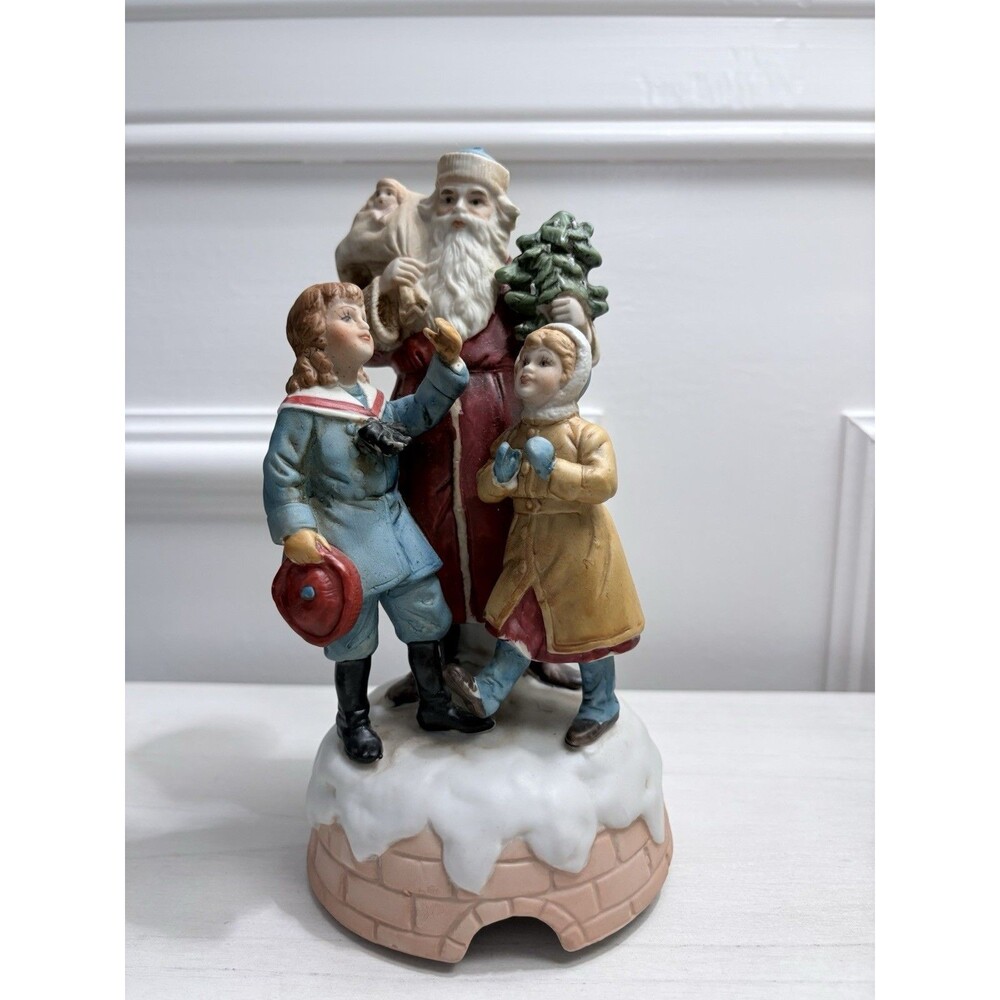 Vintage Enesco “The Santa Claus Shoppe” Musical St. Nicholas Figurine – 1980s